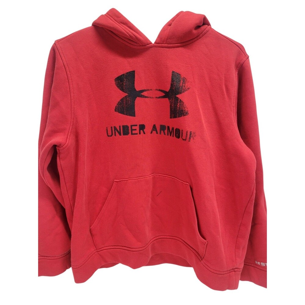 Under Armour Hoodie Sweater Youth Boys Large Red Loose Fit Flaws
